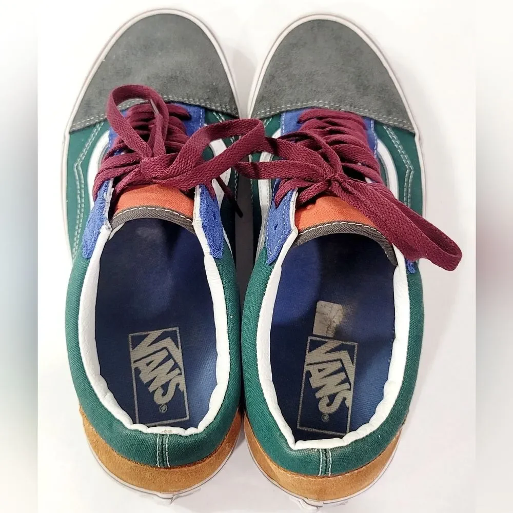 VANS Old Skool Yacht Club Sneakers Blue Green Yellow Colorblock 8.5M/10W EUC